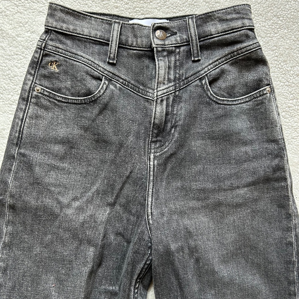 Calvin Klein High Rise Wide Leg Crop Black Jeans